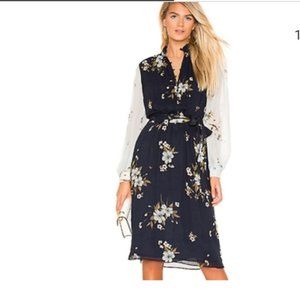 NWT Joie Blue Abbryana Floral Silk Midi Dress